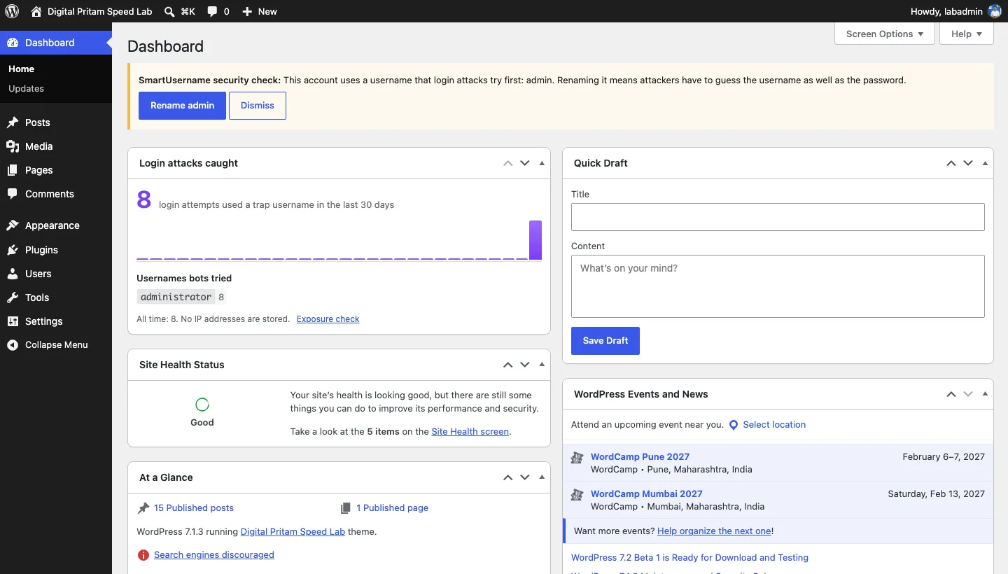 SmartUsername: The Login attacks caught widget and the security check